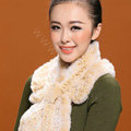 Winter women warm knitted Flower Rex rabbit fur scarf female neck wraps - Yellow