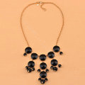 High-end fashion women choker sweet exaggeration luxury candy gems bib necklace - Black