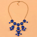 High-end fashion women choker sweet exaggeration luxury candy gems bib necklace - Blue