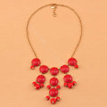 High-end fashion women choker sweet exaggeration luxury candy gems bib necklace - Red