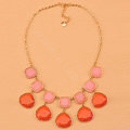 High-end fashion women choker sweet luxury candy gems bib necklace - Orange