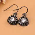 Luxury fashion women crystal diamond earrings 18k gold - Black