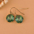 Luxury fashion women crystal diamond earrings 18k gold - Green