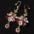 Luxury fashion women crystal diamond flower earrings 18k gold plated - Rose