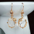 Luxury fashion women crystal diamond flower earrings 18k gold plated - White