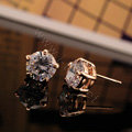 Luxury fashion women diamond crystal stud earrings 18k rose gold GP - White