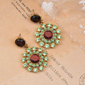 Luxury fashion women flower crystal diamond gems earrings - Green