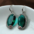 Luxury fashion women serpentine crystal diamond gems earrings - Green