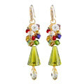 Luxury crystal diamond 925 sterling silver chandelier tassel dangle earrings - Green