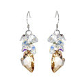 Luxury crystal diamond 925 sterling silver heart tassel dangle earrings - Champagne White