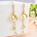 Luxury crystal diamond 925 sterling silver long tassel dangle earrings 85mm - Champagne