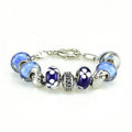 Luxury fashion diamond glass beads women bangle bracelet 18K white gold GP - Blue 11