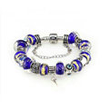 Luxury fashion diamond glass beads women bangle bracelet 18K white gold GP - Blue 24