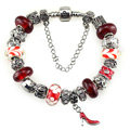 Luxury fashion diamond glass beads women bangle bracelet 18K white gold plated - Red 08