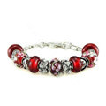 Luxury fashion diamond glass beads women bangle bracelet 18K white gold plated - Red 29