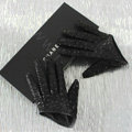 Fashion Women Fish-scale pattern Genuine Leather Sheepskin Half Palm Short Gloves Size S - Black
