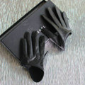 Fashion Women Genuine Leather Sheepskin Half Palm Short Gloves Size S - Black