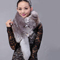 Fox fur scarf fashion Women Whole fox fur shawl winter warm tippet neck wrap - Dark gray