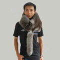 Fox fur scarf fashion men Whole fox fur shawl winter warm tippet neck wrap - Dark grey