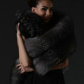 Luxury fox fur scarf fashion Women Whole fox fur shawl winter warm tippet neck wrap - Silver blue