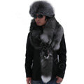 Luxury fox fur scarf fashion men Whole fox fur shawl winter warm tippet neck wrap - Silver blue