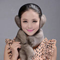 Mink fur scarf fashion Women Whole mink fur shawl winter warm tippet neck wrap - Grey
