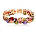 Fashion 18K Rose Gold Plated Mona Lisa Zircon Bracelet for Women Multicolor CZ Stones Jewelry