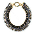 Luxury Crystal Alloy handwoven Pendant Choker Bib Statement Necklace Women Jewelry - Black