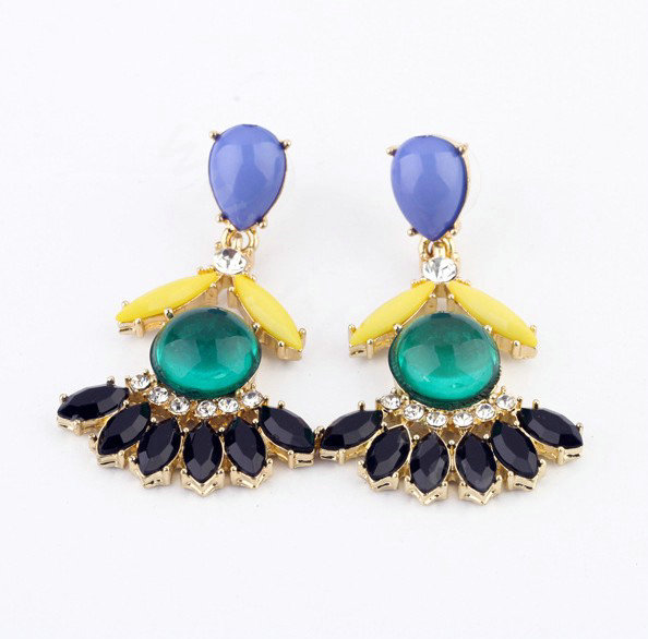 Buy Wholesale Luxury Crystal Blue Gemstone Flower Drop Stud Earrings ...