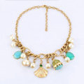 Luxury Crystal Gemstone Pearl Tranquil blue charm Pendant Choker Statement Necklace Women Jewelry