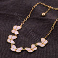 Luxury Crystal Shell Butterfly Pendant Choker Bib Statement Necklace Women Jewelry - Pink