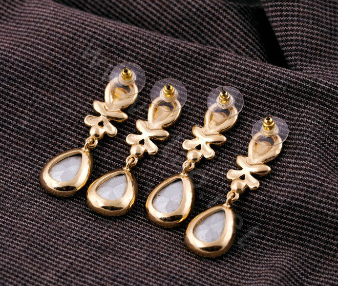 Buy Wholesale Luxury Crystal Green Gemstone Raindrop Stud Earrings Gold ...
