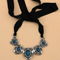 Luxury Elegant Women Choker Crystal Gem Bib Necklace Jewelry - Blue