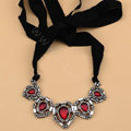 Luxury Elegant Women Choker Crystal Gem Bib Necklace Jewelry - Red