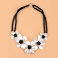 Luxury Fashion Women Exaggeration Choker Natural Shell Flower Bib Necklace Jewelry - White