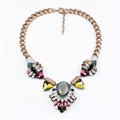 Luxury Unique Retro Multicolor Crystal Gemstone Pendant Choker Bib Statement Necklace Women Jewelry