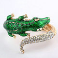 Women Retro Exaggeration Crystal Crocodile Alloy GP Bracelet Jewelry - Green