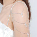 Cheapest Cross Crystal Metal Wedding Bridal Shoulder Chain Strap Necklace jewelry