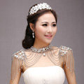 Classic Luxury Water Drop Crystal Zircon Wedding Bridal Shoulder Chain Strap Shawl Necklace jewelry