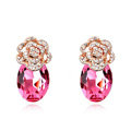 Pretty Swarovskii Crystal Rose Rhinestone Flower Stud Earring Women Fashion Jewelry