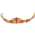 Hot Sell Bride Red Flower Rhinestone Crystal Bridal Hair Crowns Tiaras Wedding Accessories