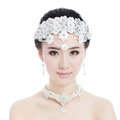 Luxury Bride Rhinestone Lace Flower Beads Bridal Hair Headband Jewelry Wedding Accessories