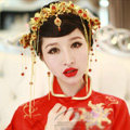 Beautiful Bride Classic Costume Tassel Phoenix Coronet Hair Clasp Cheongsam Married Bridal Hair Accessories Sets