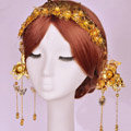 Elegant Bride Classic Costume Tassel Gold Phoenix Coronet Hair Comb Cheongsam Wedding Bridal Hair Accessories