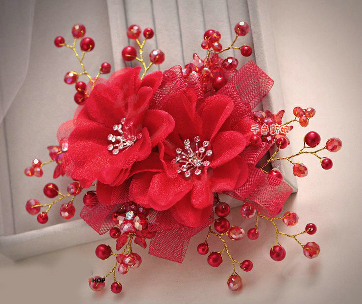 Buy Wholesale Luxury Lace Flower Tassel Crystal Bead Hairwear Wedding ...