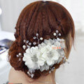 Elegant White Crystal Bead Lace Flower Wedding Bride Headband Bridal Party Dress Hair Accessories