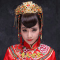 Luxury Agate Beads Tassel Phoenix Coronet Chinese style Wedding Bridal Cheongsam Retro Hair Accessories