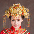 Luxury Agate Beads Tassel Phoenix Coronet Chinese style Wedding Bridal Cheongsam Vintage Hair Accessories