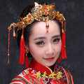 Luxury Bride Chinese style Gold Tassel Phoenix Coronet Wedding jewelry Bridal Cheongsam Hair Accessories