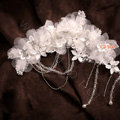 Luxury Crystal Bead Lace Flower Tassel Hairwear Wedding Bride Headband Bridal Hair Accessories